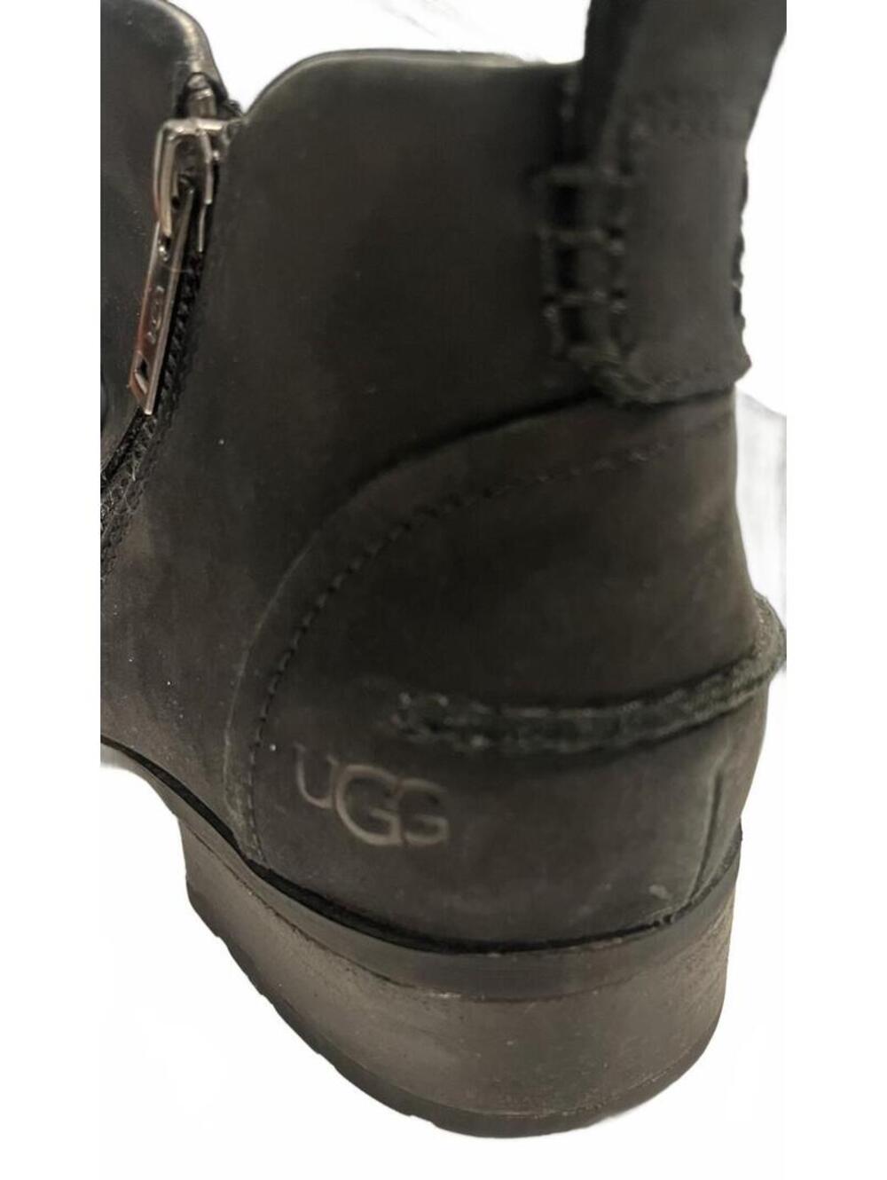 UGG Aureo II Black Nubuck Leather Ankle Zip Boots Women USA Size 7.5 EUR 38.5 - Picture 8 of 9